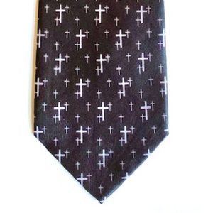 Gospitality Black & Silver Religious Cross Tie